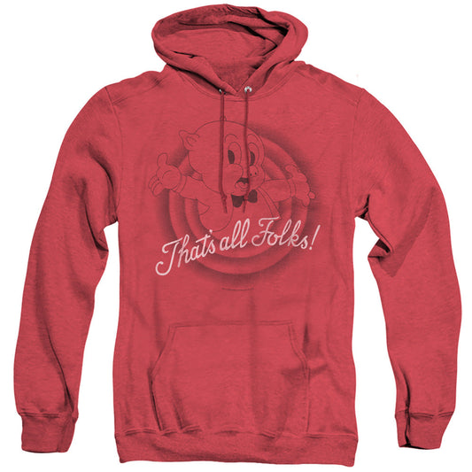 Looney Tunes Thats All Folks Mens Heather Hoodie Red Officially Licensed