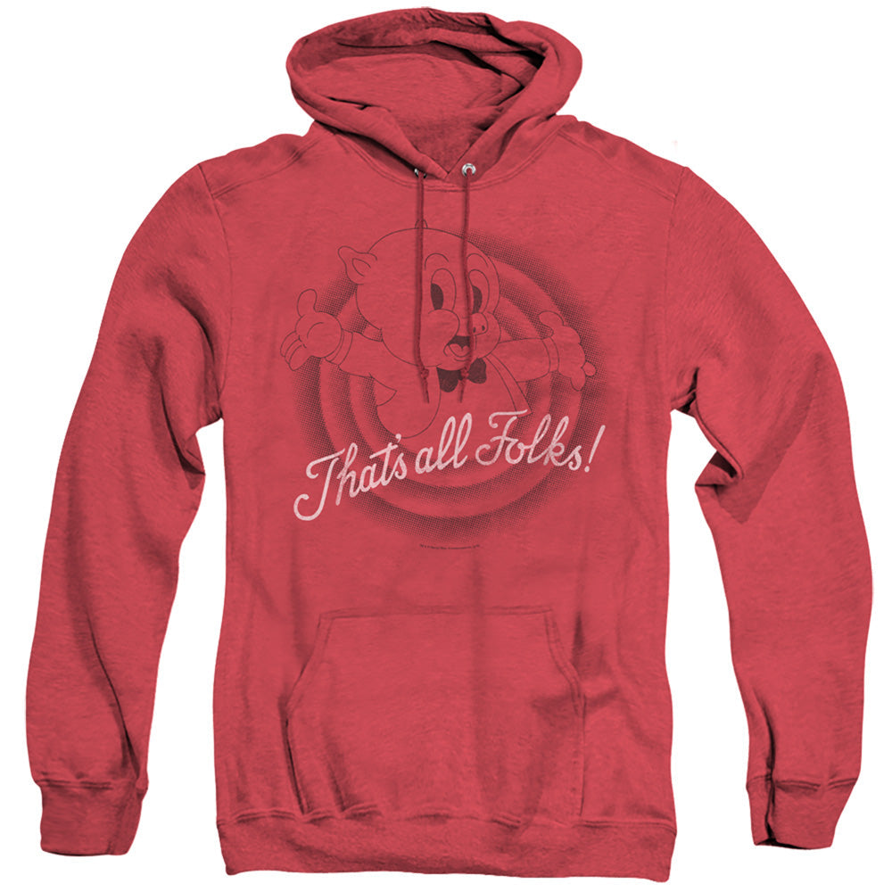 Looney Tunes Thats All Folks Mens Heather Hoodie Red Officially Licensed