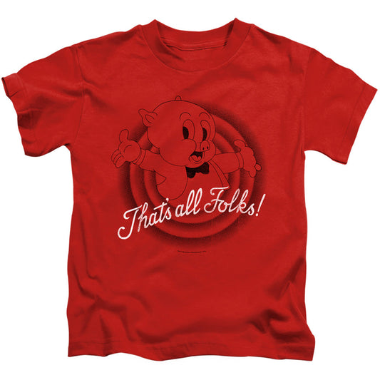 Looney Tunes Thats All Folks Juvenile Kids Youth T Shirt Red Officially Licensed
