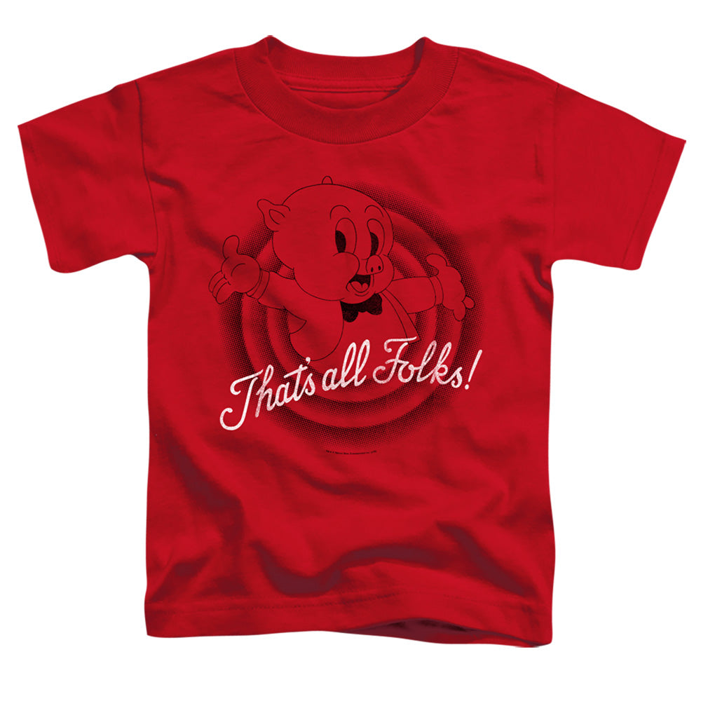 Looney Tunes Thats All Folks Toddler Kids Youth T Shirt Red Officially Licensed