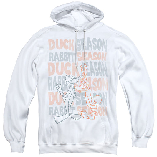 Looney Tunes Duck Season Rabbit Season Mens Hoodie White Officially Licensed