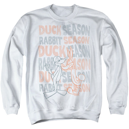 Looney Tunes Duck Season Rabbit Season Mens Crewneck Sweatshirt White Officially Licensed
