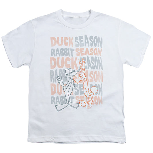 Looney Tunes Duck Season Rabbit Season Kids Youth T Shirt White Officially Licensed