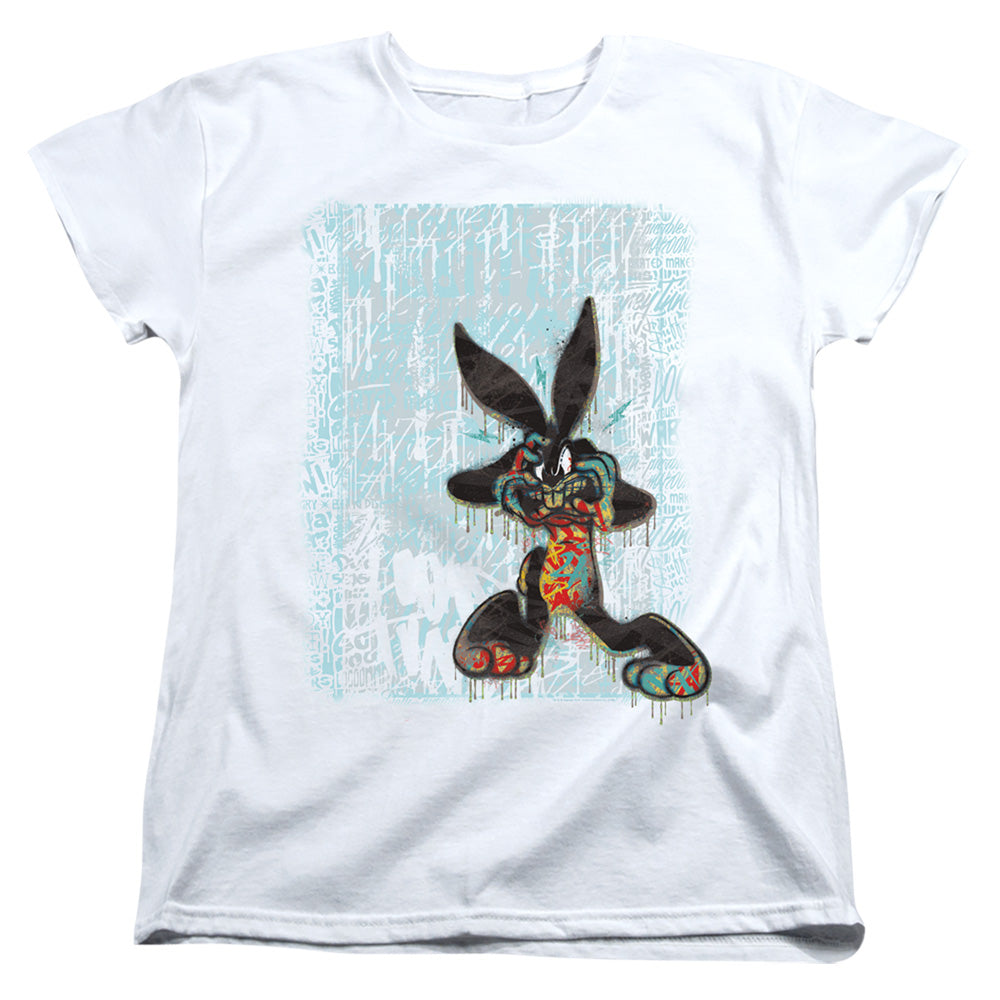 Looney Tunes Graffiti Rabbit Womens T Shirt White Officially Licensed