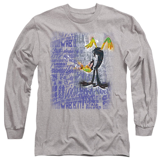 Looney Tunes Graffiti Duck Mens Long Sleeve Shirt Athletic Heather Officially Licensed Officially Licensed