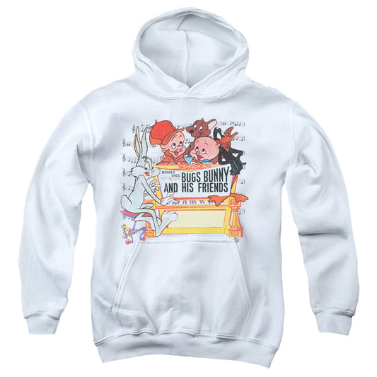 Looney Tunes Bugs and Friends Kids Youth Hoodie White Officially Licensed