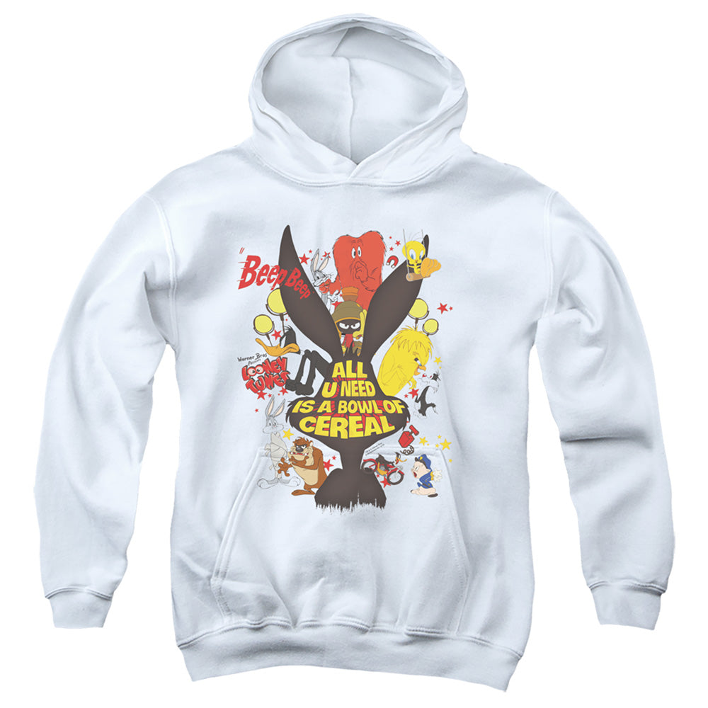 Looney Tunes Cereal Kids Youth Hoodie White Officially Licensed