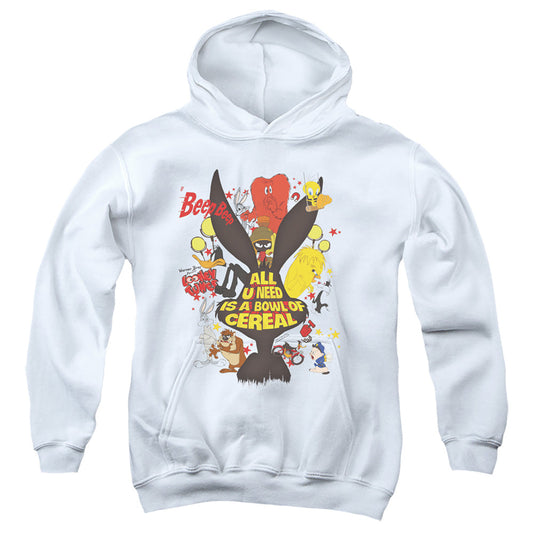 Looney Tunes Cereal Kids Youth Hoodie White Officially Licensed