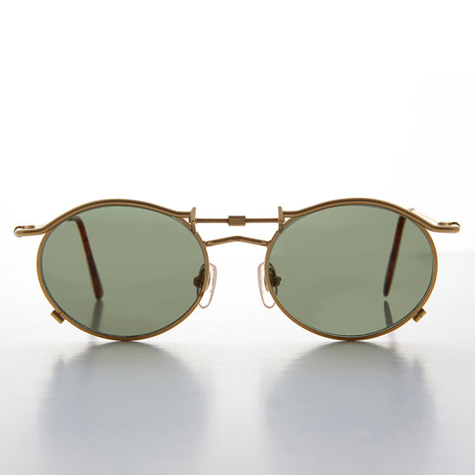 90s Oval Steampunk Sunglass Optical Quality - Lucian