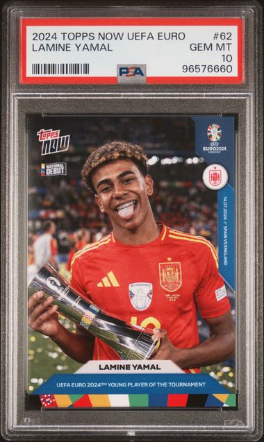 Graded 2024 Topps Now UEFA Euro Lamine Yamal #62 Rookie RC Soccer Card PSA 10 Gem Mint