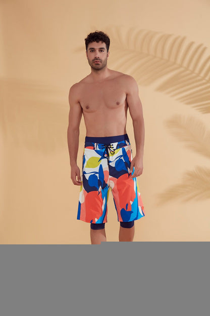 Navy Patterned Men's Shorts S2350