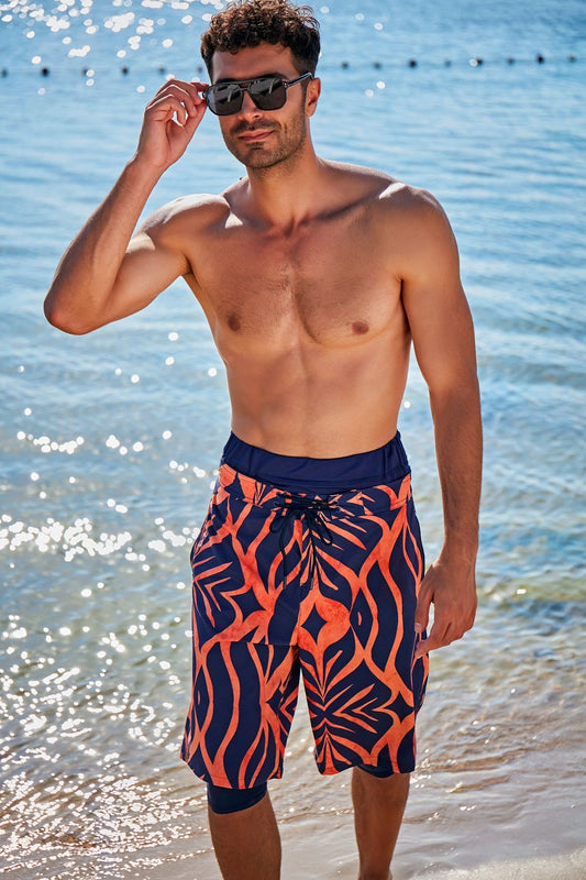 Navy Patterned Men's Shorts S2353