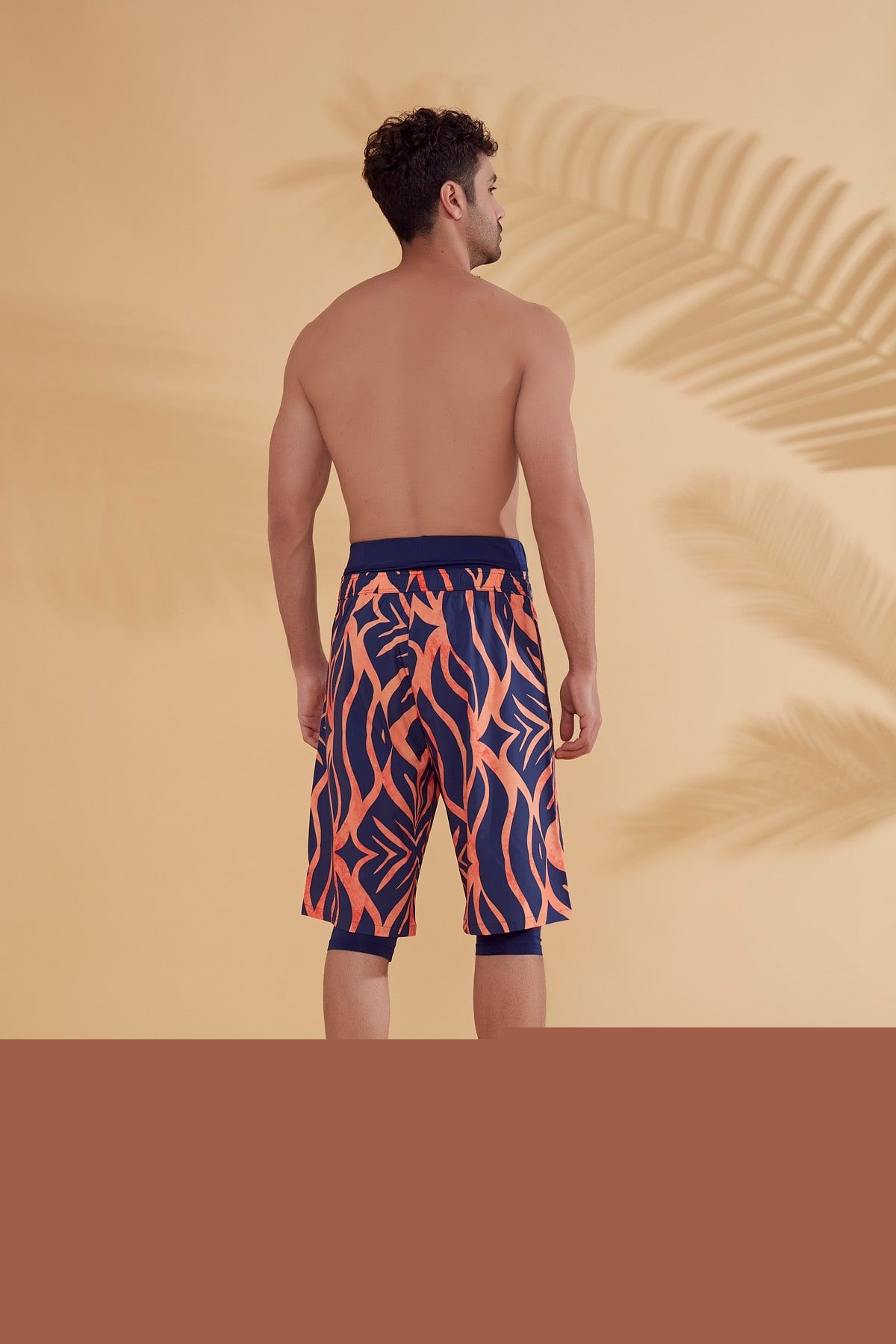 Navy Patterned Men's Shorts S2353