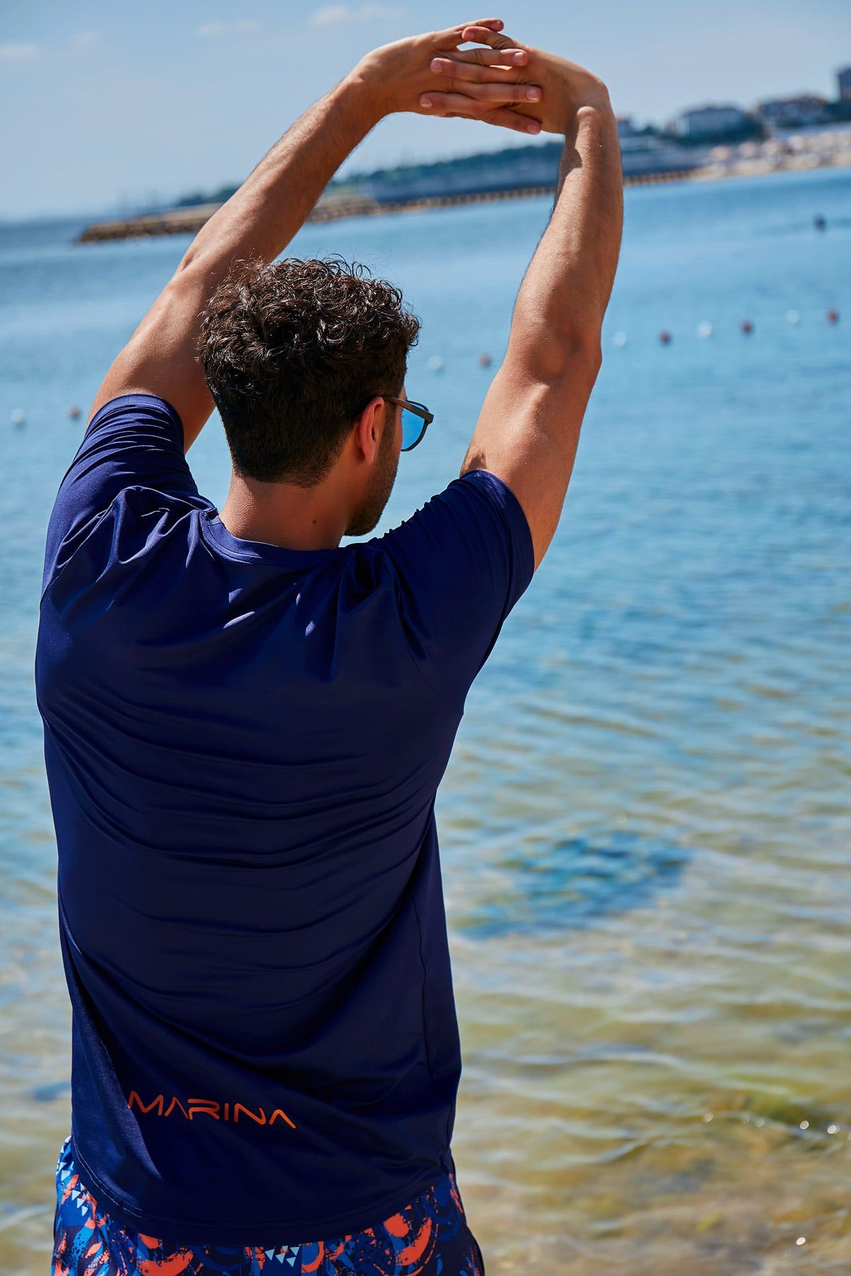 Lycra Navy Men's Swim Shirts T2344