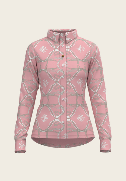 Roped Bridles on Rose Ladies Button Shirt