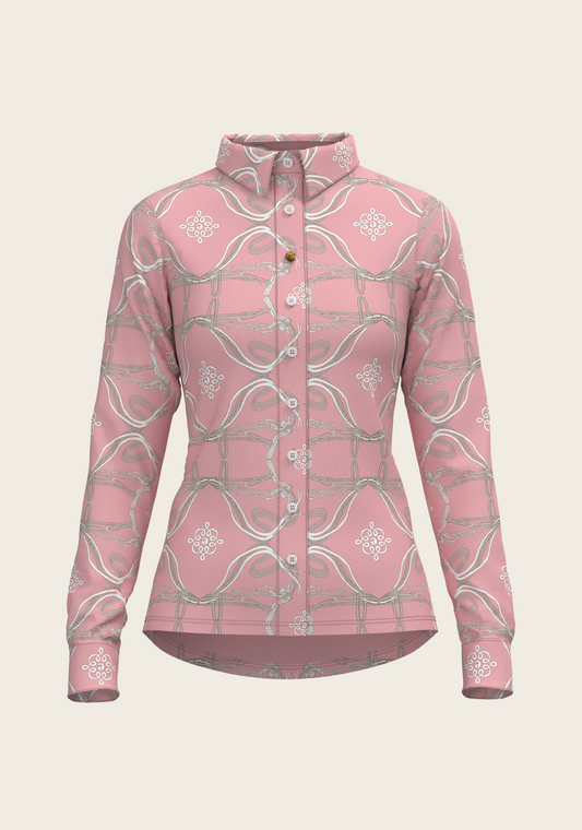 Roped Bridles on Rose Ladies Button Shirt