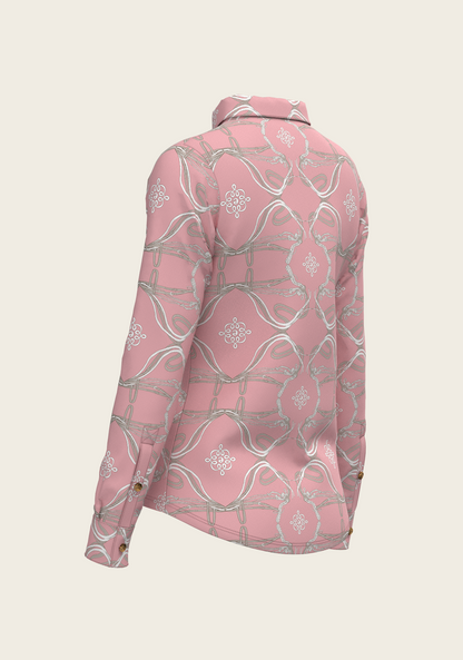 Roped Bridles on Rose Ladies Button Shirt