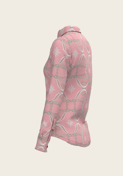 Roped Bridles on Rose Ladies Button Shirt