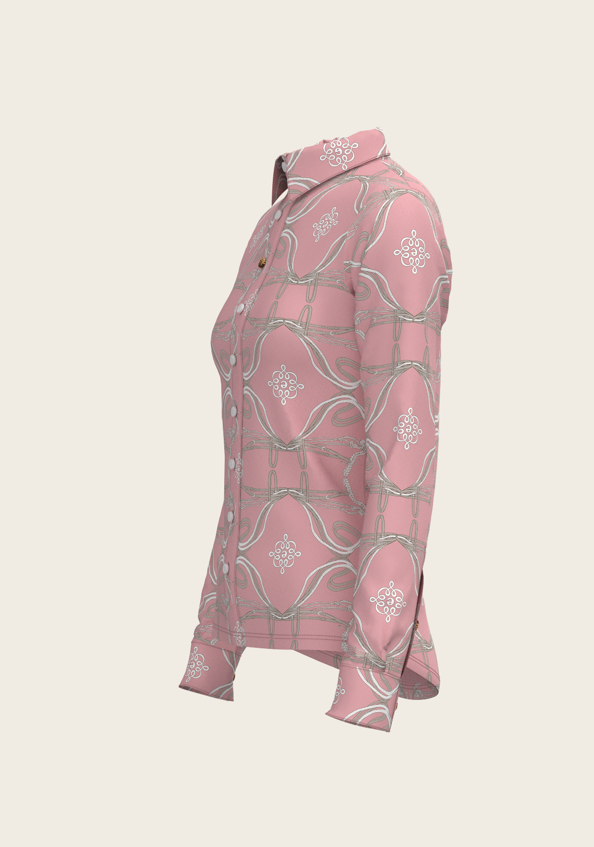 Roped Bridles on Rose Ladies Button Shirt