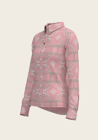 Roped Bridles on Rose Ladies Button Shirt