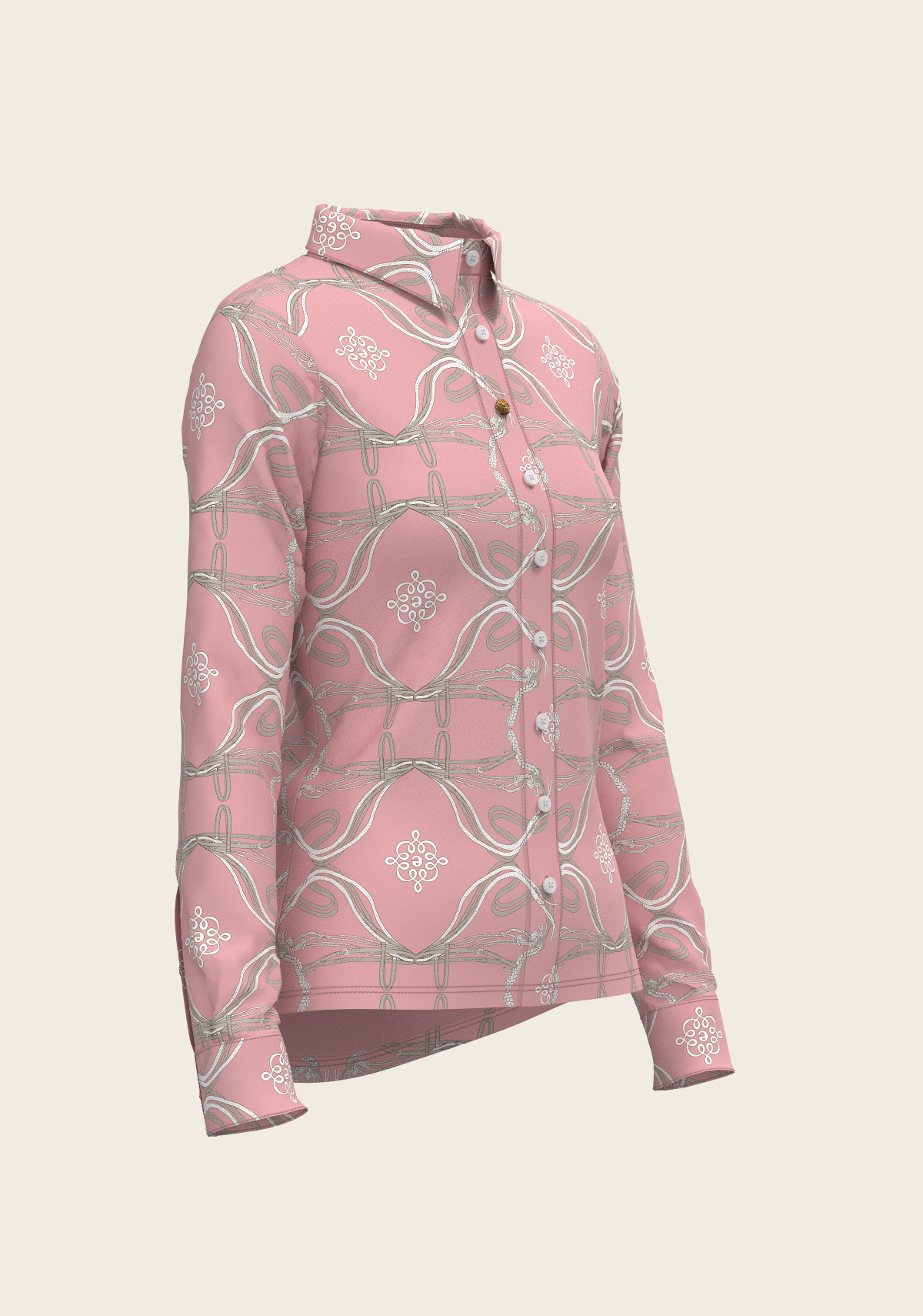 Roped Bridles on Rose Ladies Button Shirt
