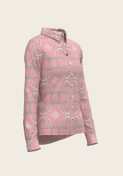 Roped Bridles on Rose Ladies Button Shirt