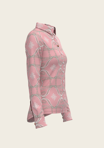 Roped Bridles on Rose Ladies Button Shirt
