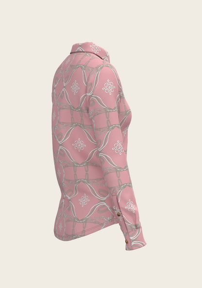 Roped Bridles on Rose Ladies Button Shirt