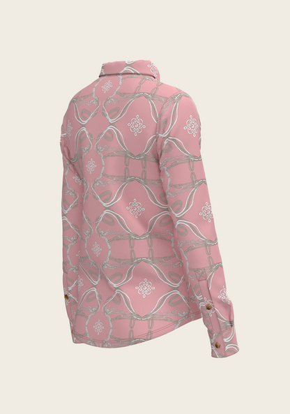 Roped Bridles on Rose Ladies Button Shirt