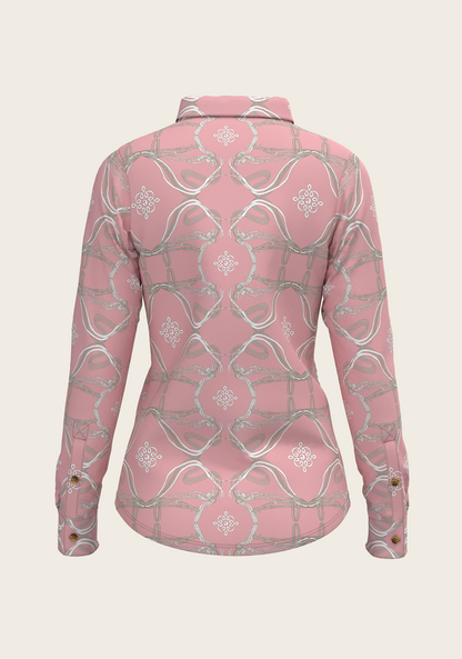 Roped Bridles on Rose Ladies Button Shirt
