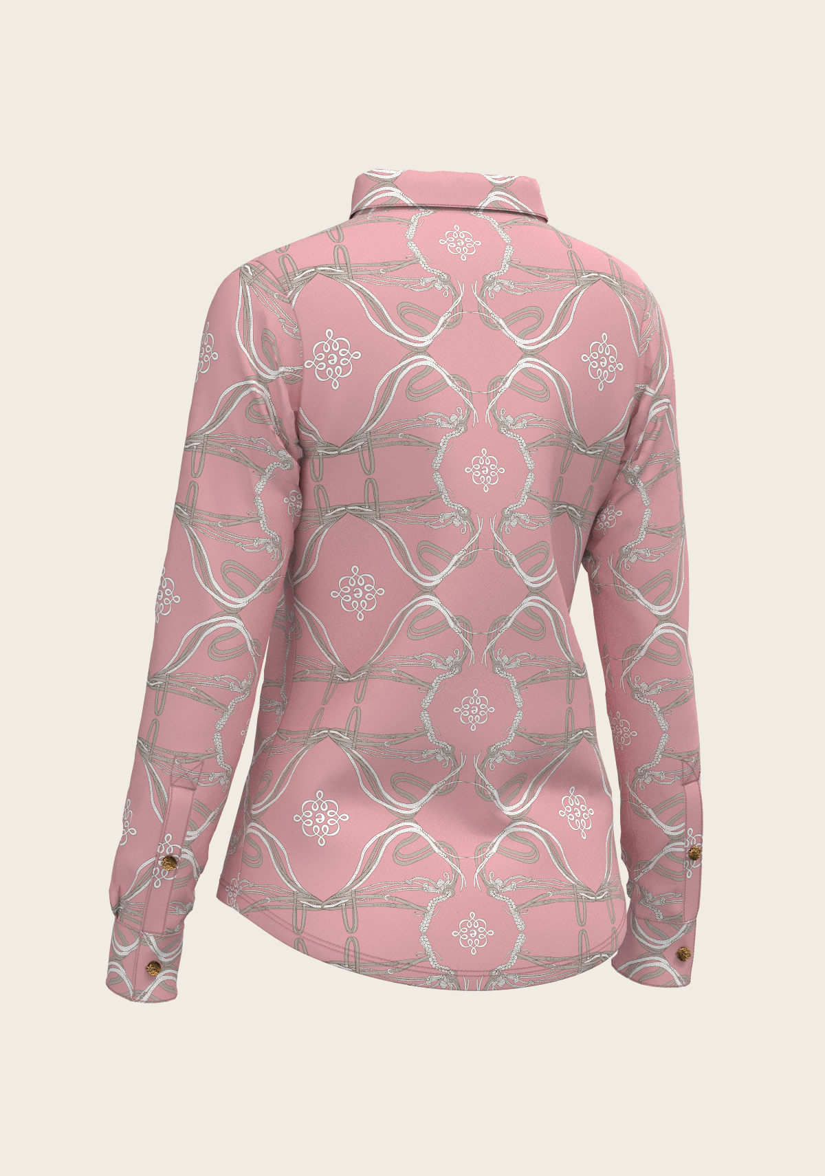 Roped Bridles on Rose Ladies Button Shirt