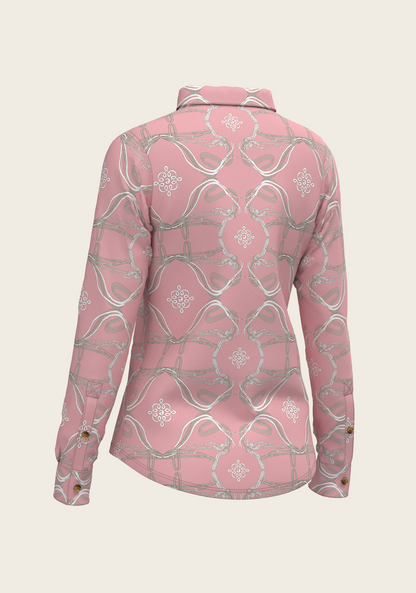 Roped Bridles on Rose Ladies Button Shirt