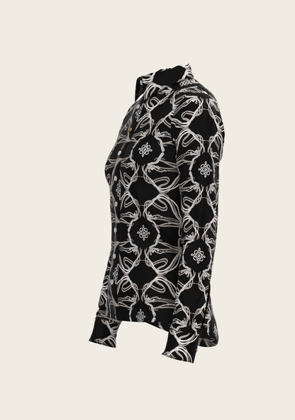Roped Bridles on Black Ladies Button Shirt