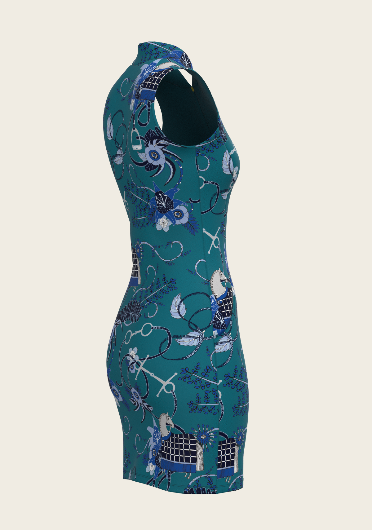 Botanical Blue on Harbor Blue Golf Dress