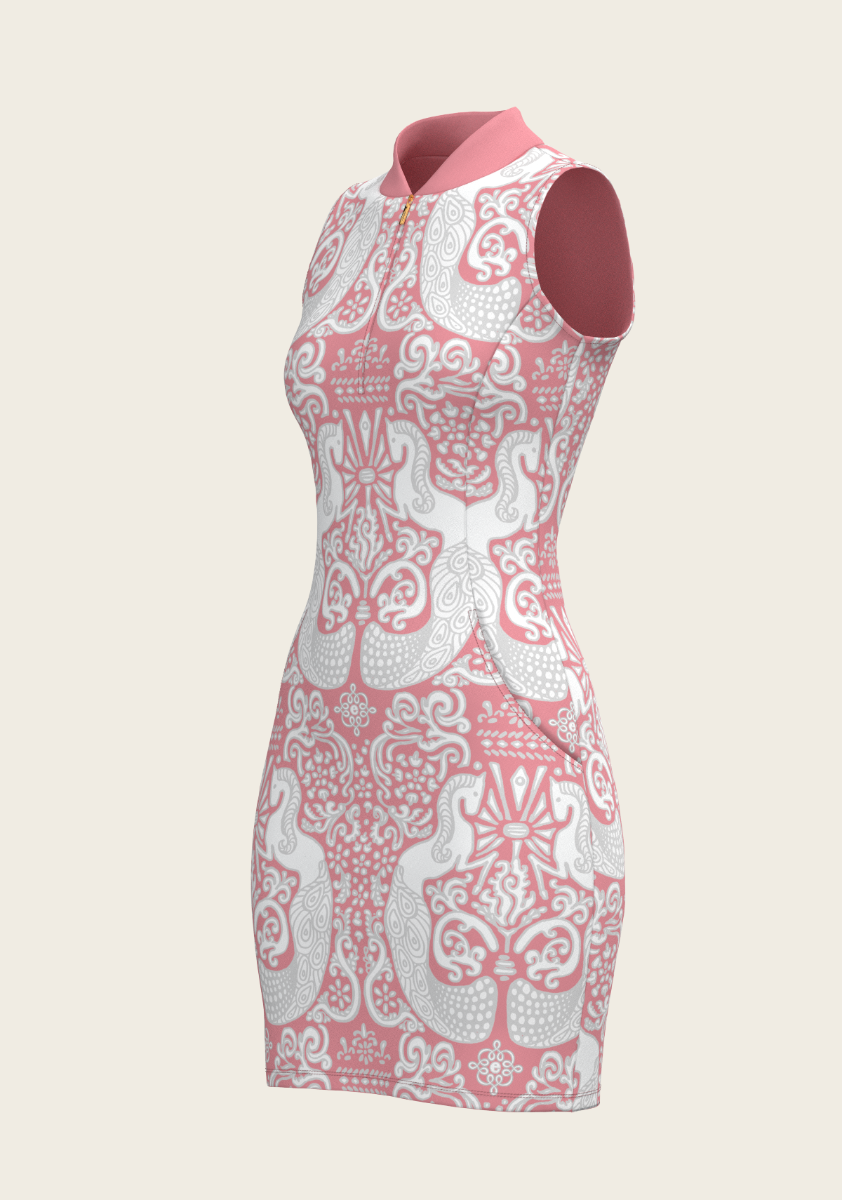 Mermaid Horses on Rose Golf Dress
