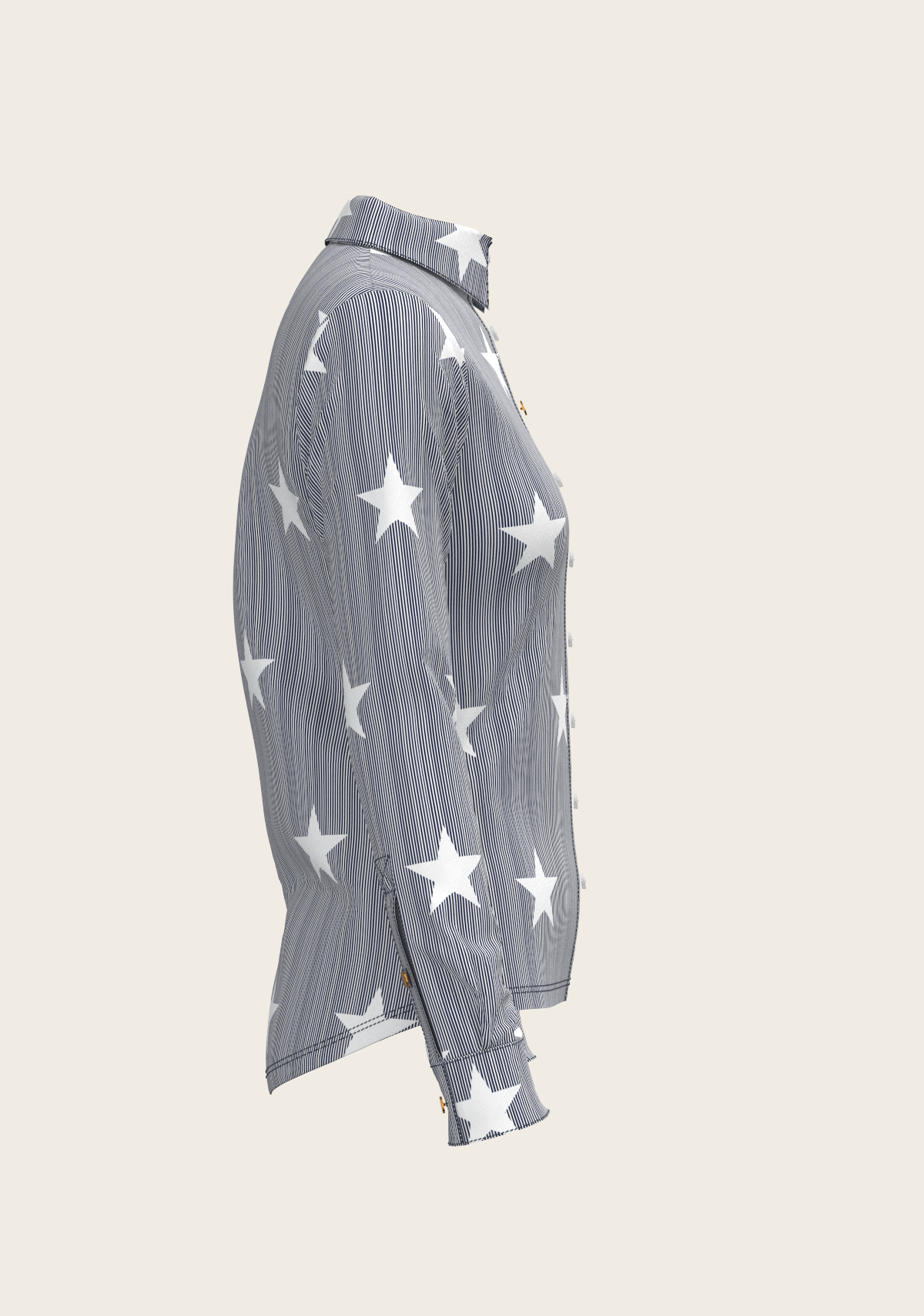  Stars on Blue Stripes Ladies Button Shirt
