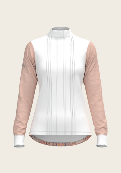 Maze on Peach Long Pleated Long Sleeve Show Shirt
