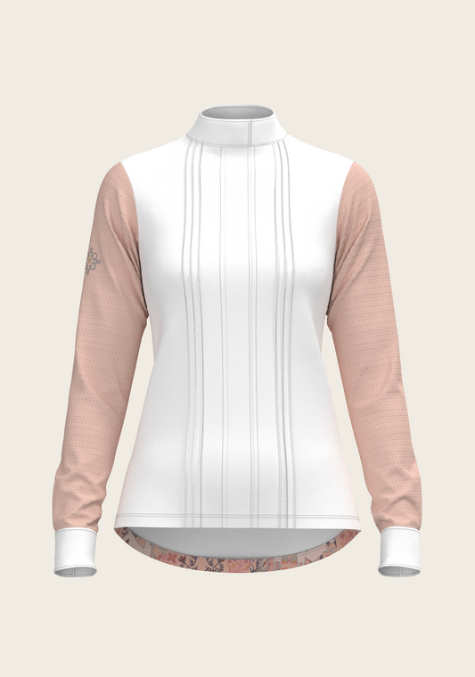 Maze on Peach Long Pleated Long Sleeve Show Shirt
