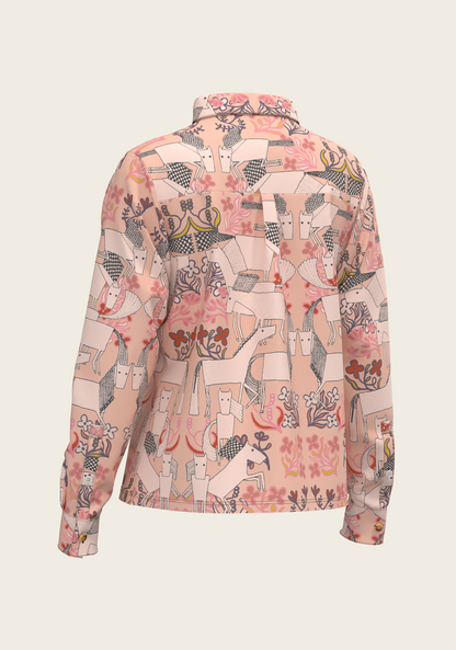  Maize on Peach Loose Fitting Button Shirt