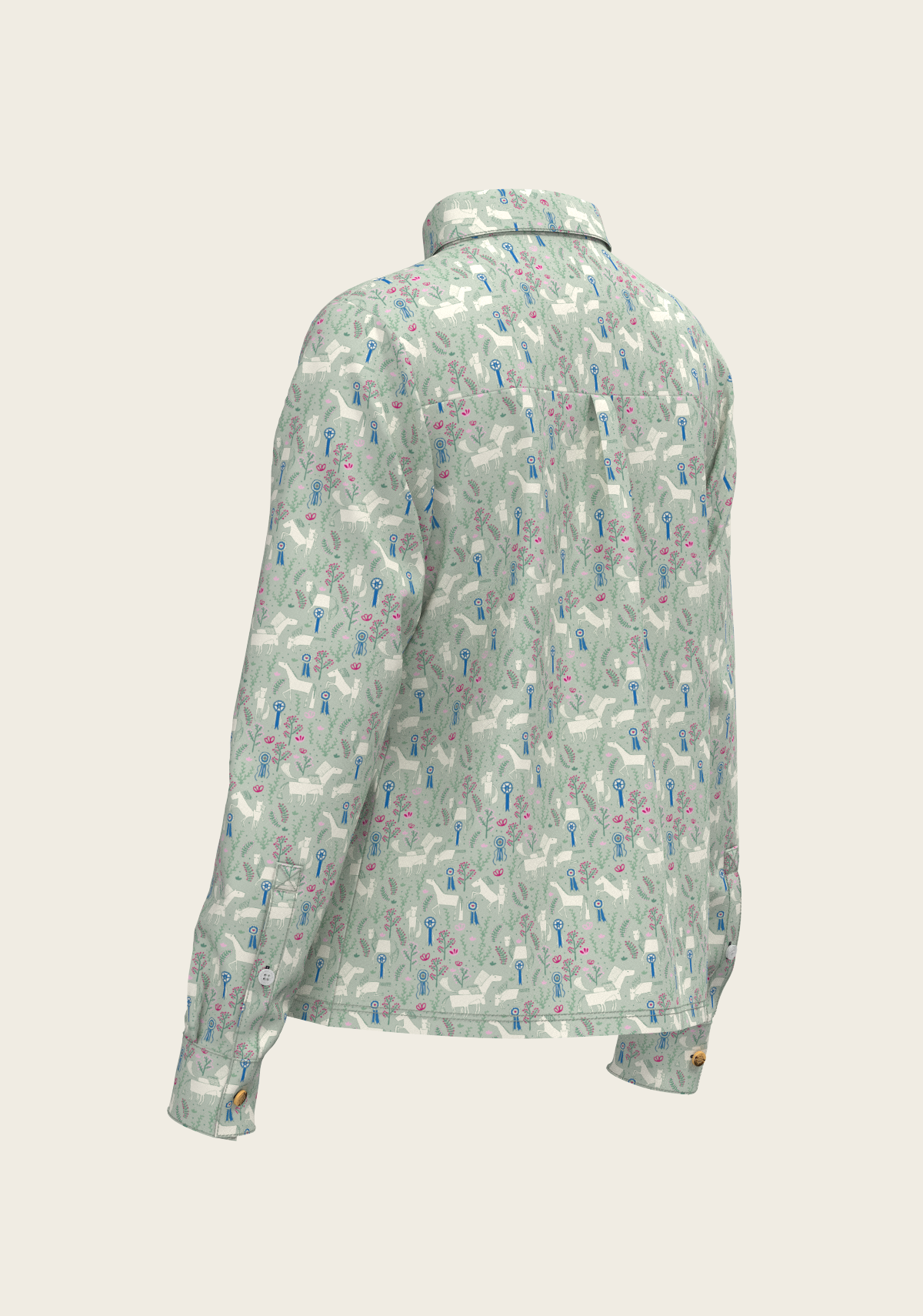 Rosettes on Lime Loose Fitting Button Shirt