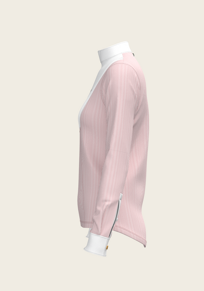 Stripes in Rose Short Pleated Long Sleeve Show Shirt