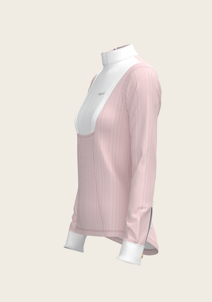 Stripes in Rose Short Pleated Long Sleeve Show Shirt