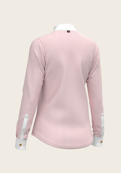 Stripes in Rose Short Pleated Long Sleeve Show Shirt