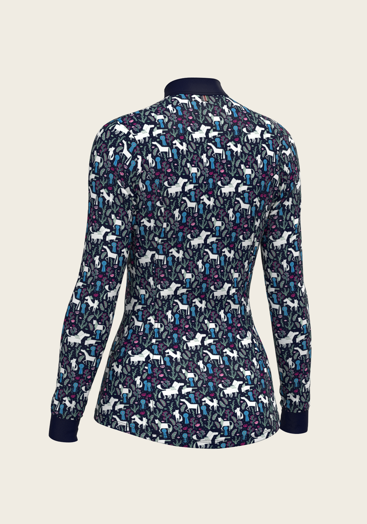 Rosettes on Navy Quarter Zip Sun Shirt