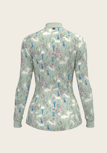  Rosettes on Lime Green Quarter Zip Sun Shirt
