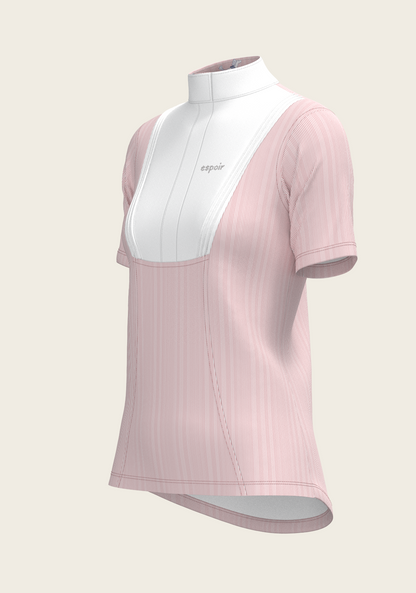 Stripes in Rose Short Pleated Short Sleeve Show Shirt