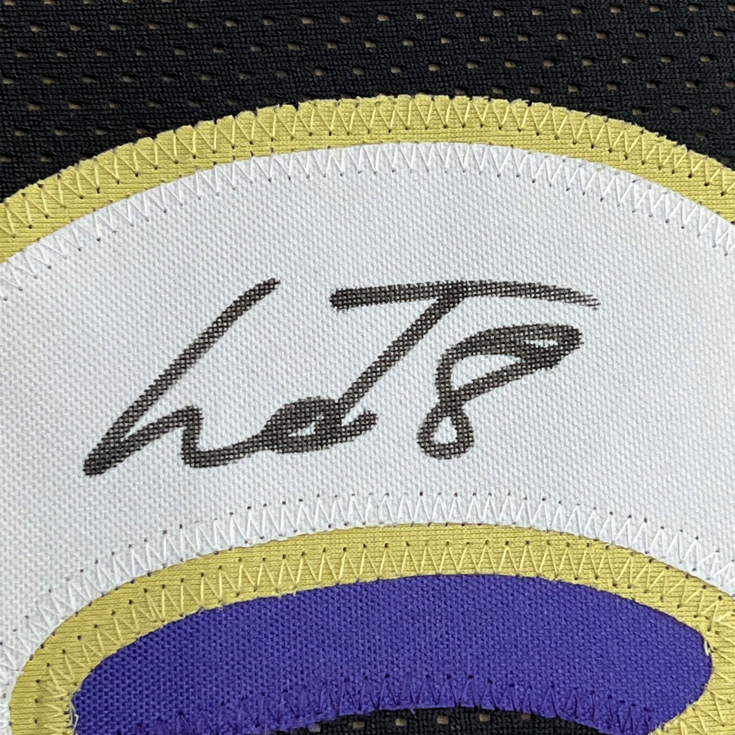 Framed Autographed/Signed Lamar Jackson 35x39 Baltimore Black Football Jersey JSA COA