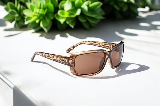 Optic Nerve Lanai Sunglasses, Crystal, Polarized Copper Lens