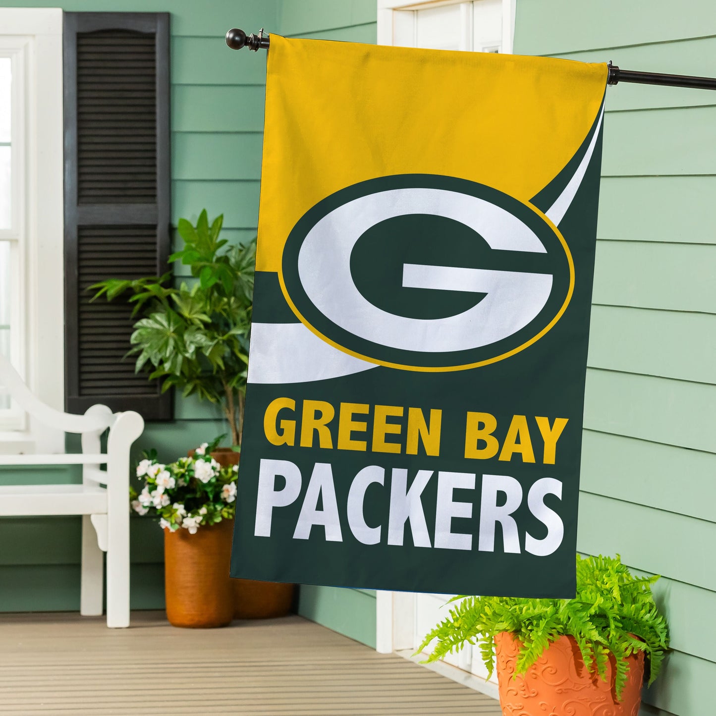 Green Bay Packers Burlap Flag House Size