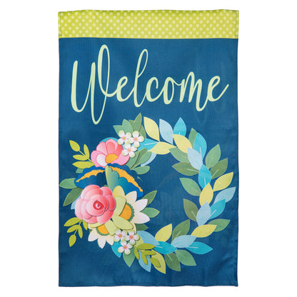 Flower Garden House Burlap Flag